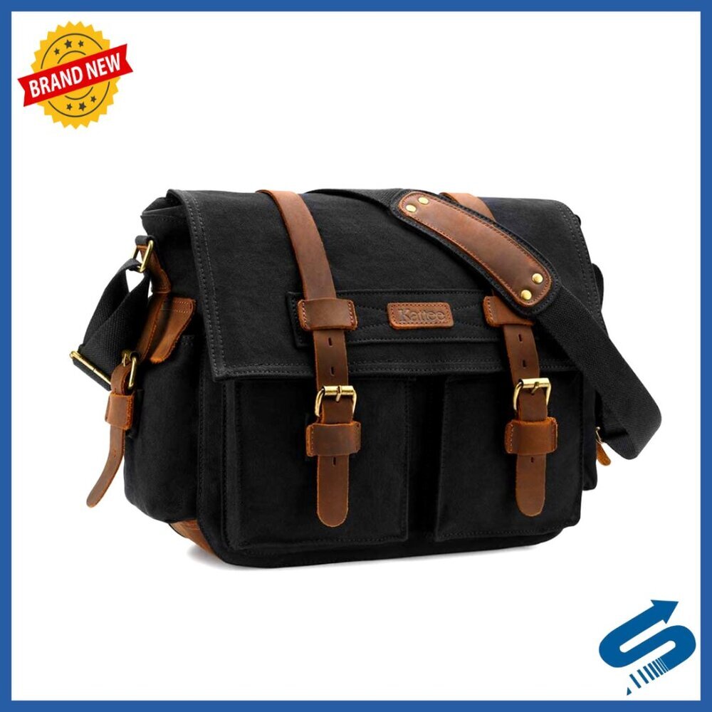 Vintage Leather Canvas Camera Bag DSLR Messenger Shoulder Retro Chic